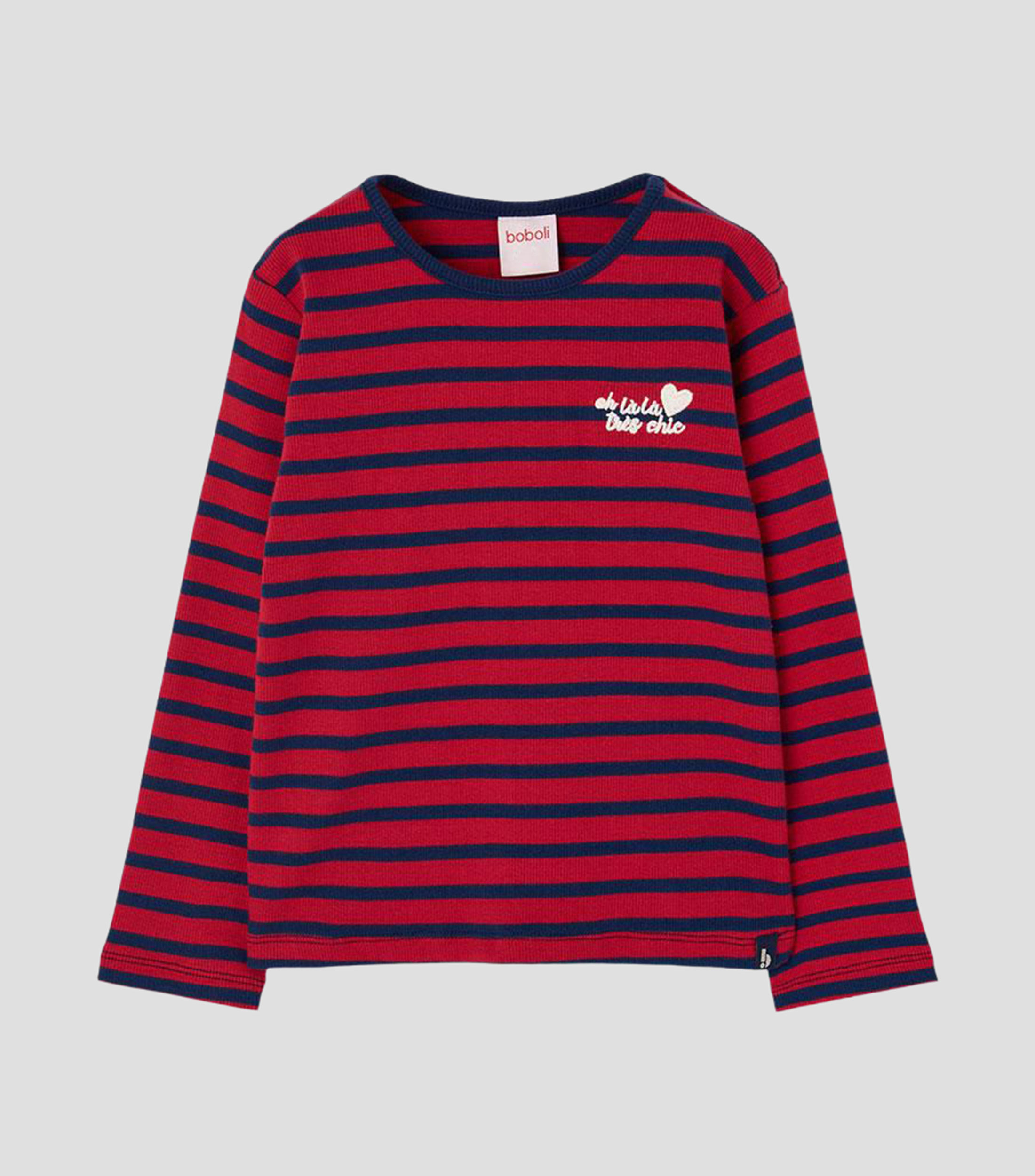 Playera cuello redondo manga larga de rayas Niña